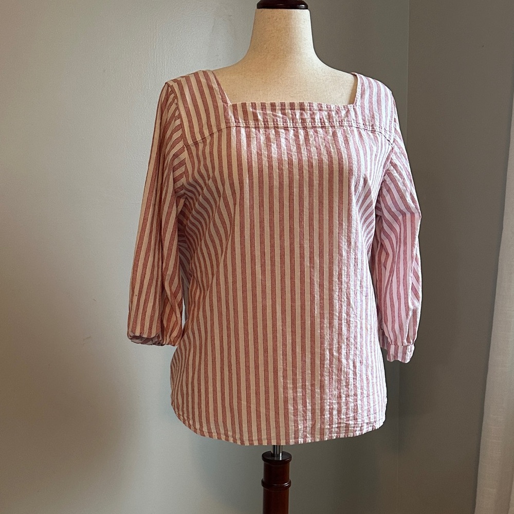 Time and Tru Pink Striped Blouse